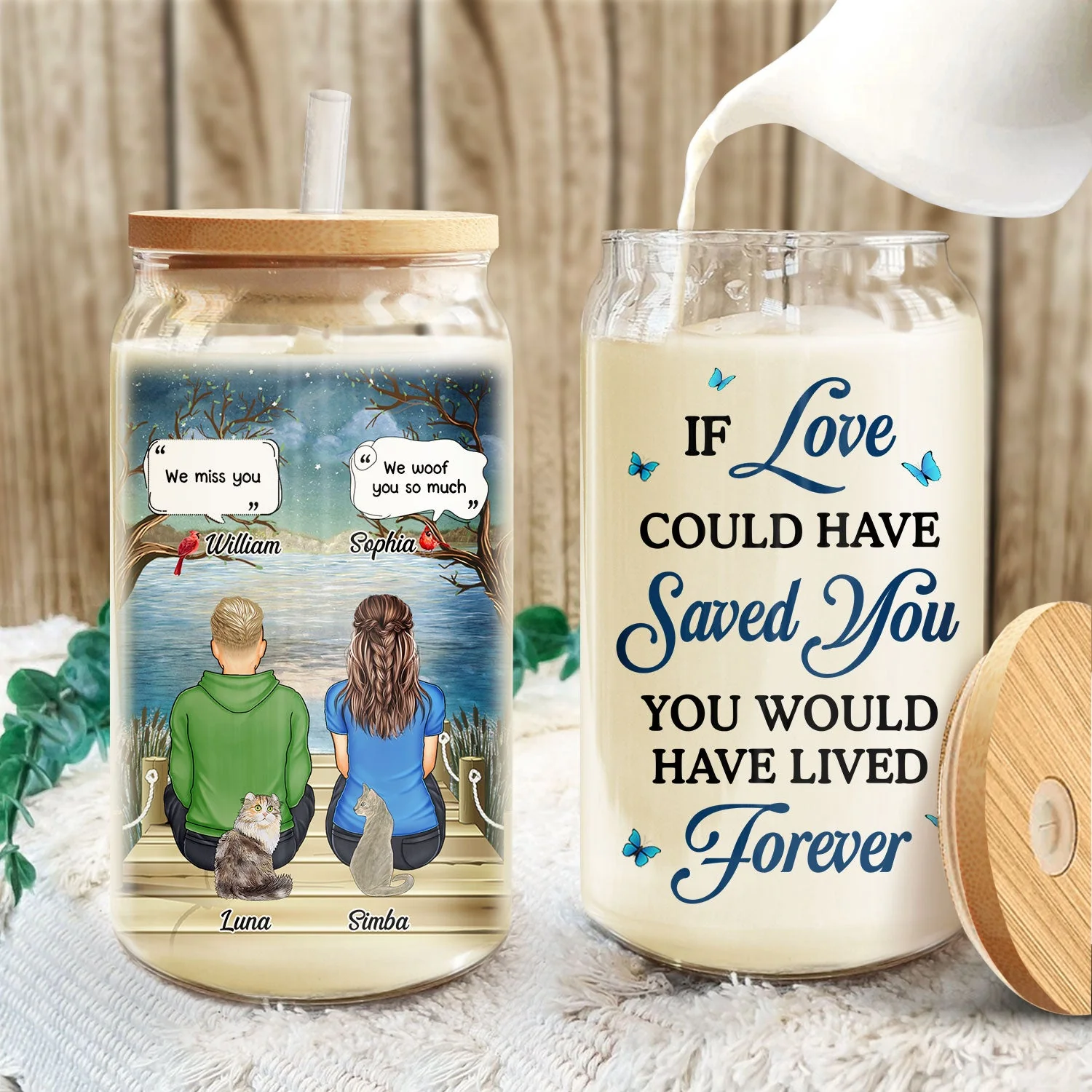 I Miss You I Know - Memorial Gift For Pet Lovers, Dog Mom, Dog Dad, Cat Mom, Cat Dad - Personalized Clear Glass Can - Image 3