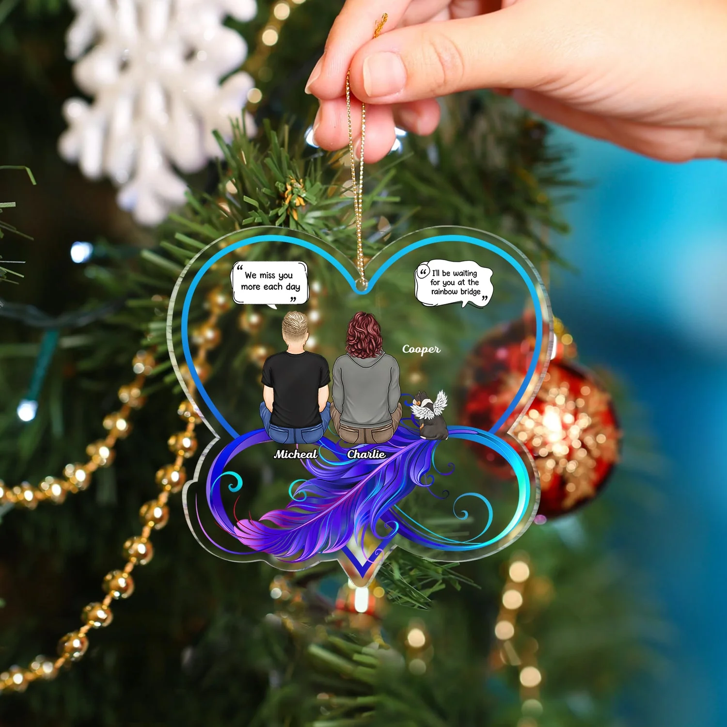 I Miss You - Memorial, Christmas Gift For Pet Lovers, Dog Mom, Dog Dad, Cat Mom, Cat Dad - Personalized Custom Shaped Acrylic Ornament - Image 4