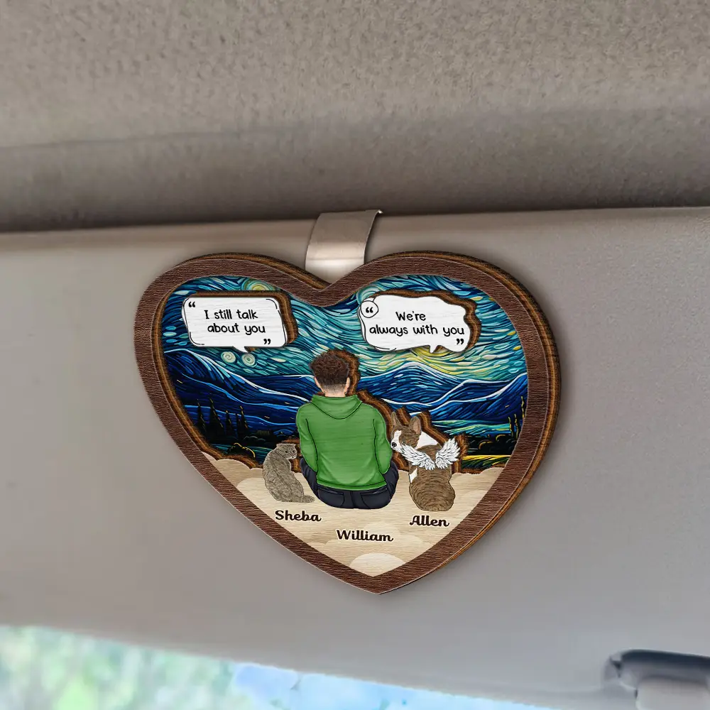 I Miss You Memorial Dog Cat - Personalized Custom Shaped Car Visor Clip - Image 3