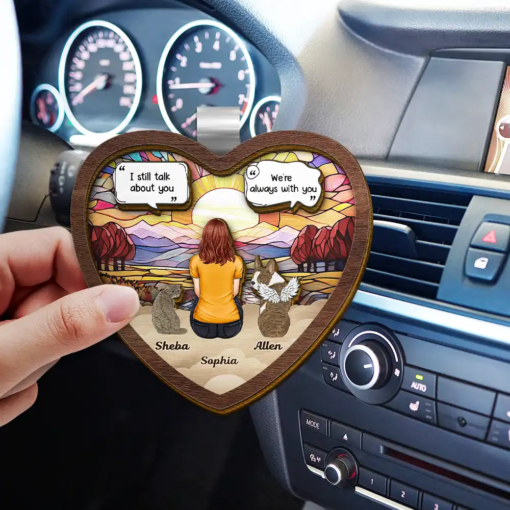 I Miss You Memorial Dog Cat - Personalized Custom Shaped Car Visor Clip - Image 4