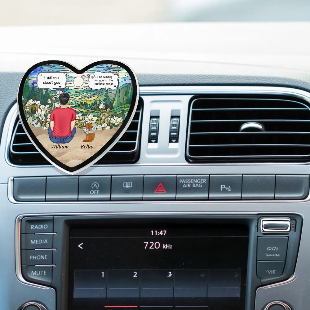 I Miss You Memorial Dog Cat - Personalized Acrylic Car Vent Clip - Image 2