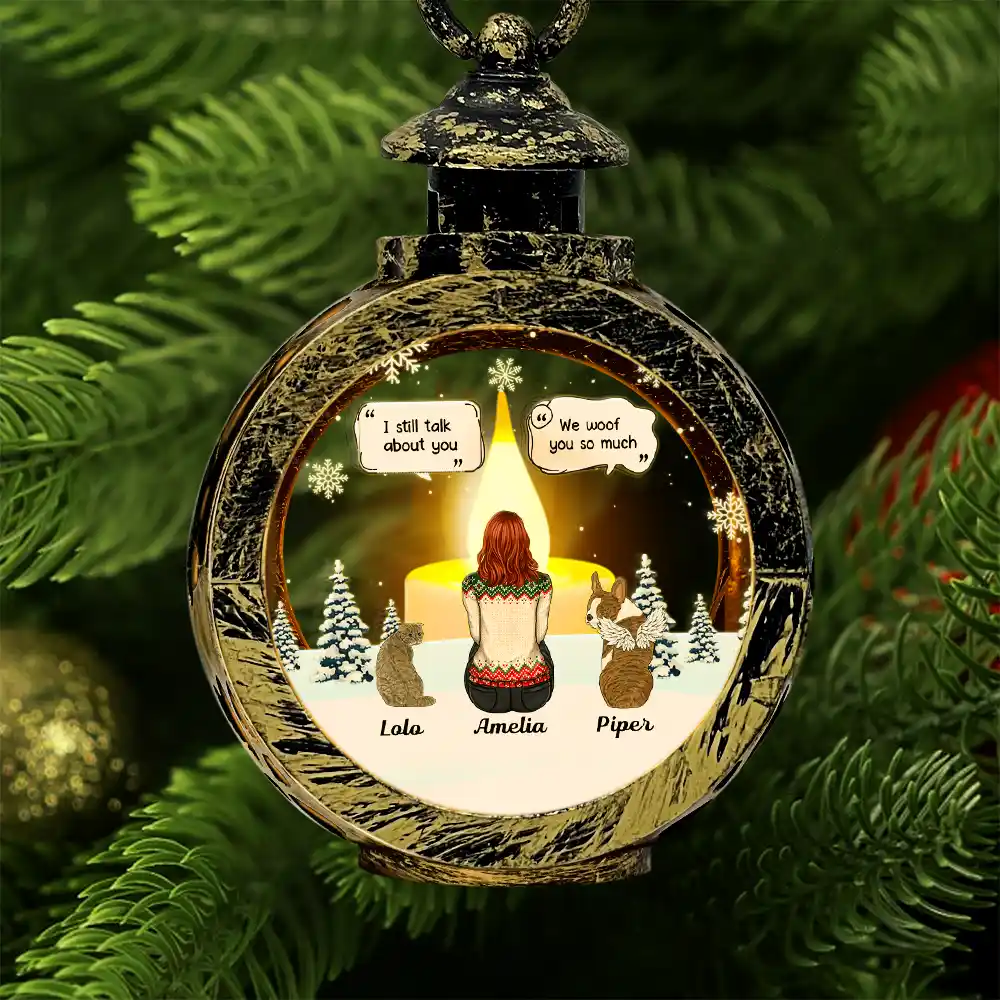 I Miss You Memorial Dog Cat - Personalized Candlelight Lantern Ornament - Image 2