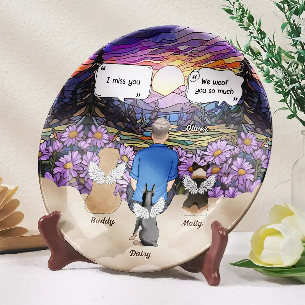 I Miss You Memorial Dog Cat - Personalized Ceramic Plate - Image 2