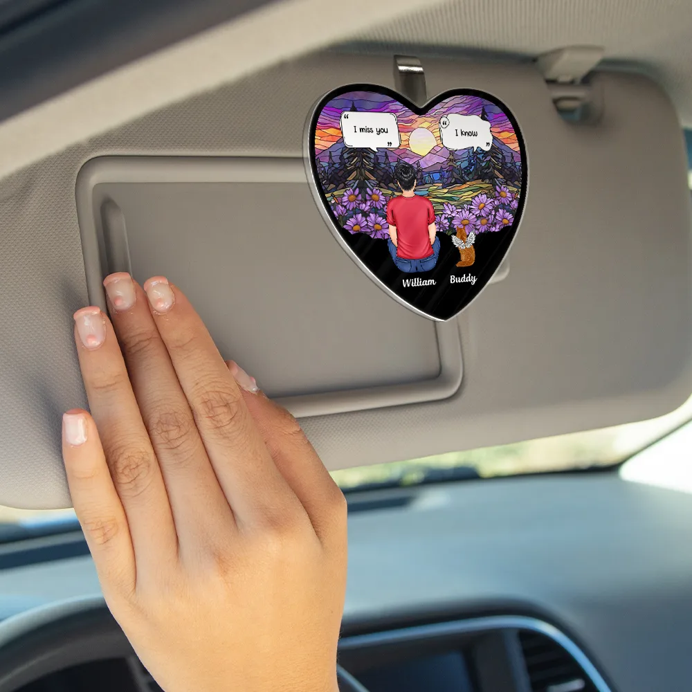 I Miss You Memorial Dog Cat - Personalized Custom Shaped Acrylic Car Visor Clip - Image 4