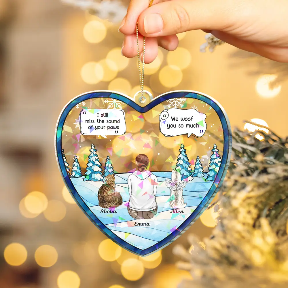I Miss You Memorial Dog Cat - Personalized Holographic Acrylic Ornament - Image 4