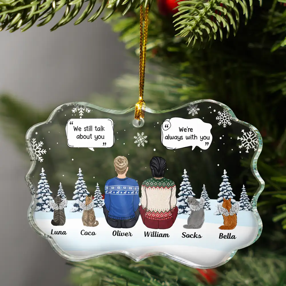 I Miss You Memorial Dog Cat - Personalized Medallion Glass Ornament - Image 3