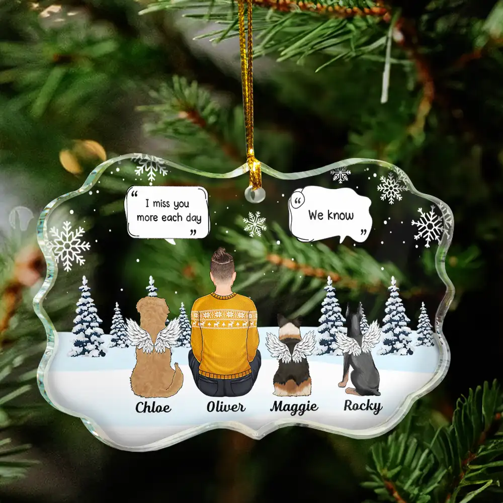 I Miss You Memorial Dog Cat - Personalized Medallion Glass Ornament - Image 4