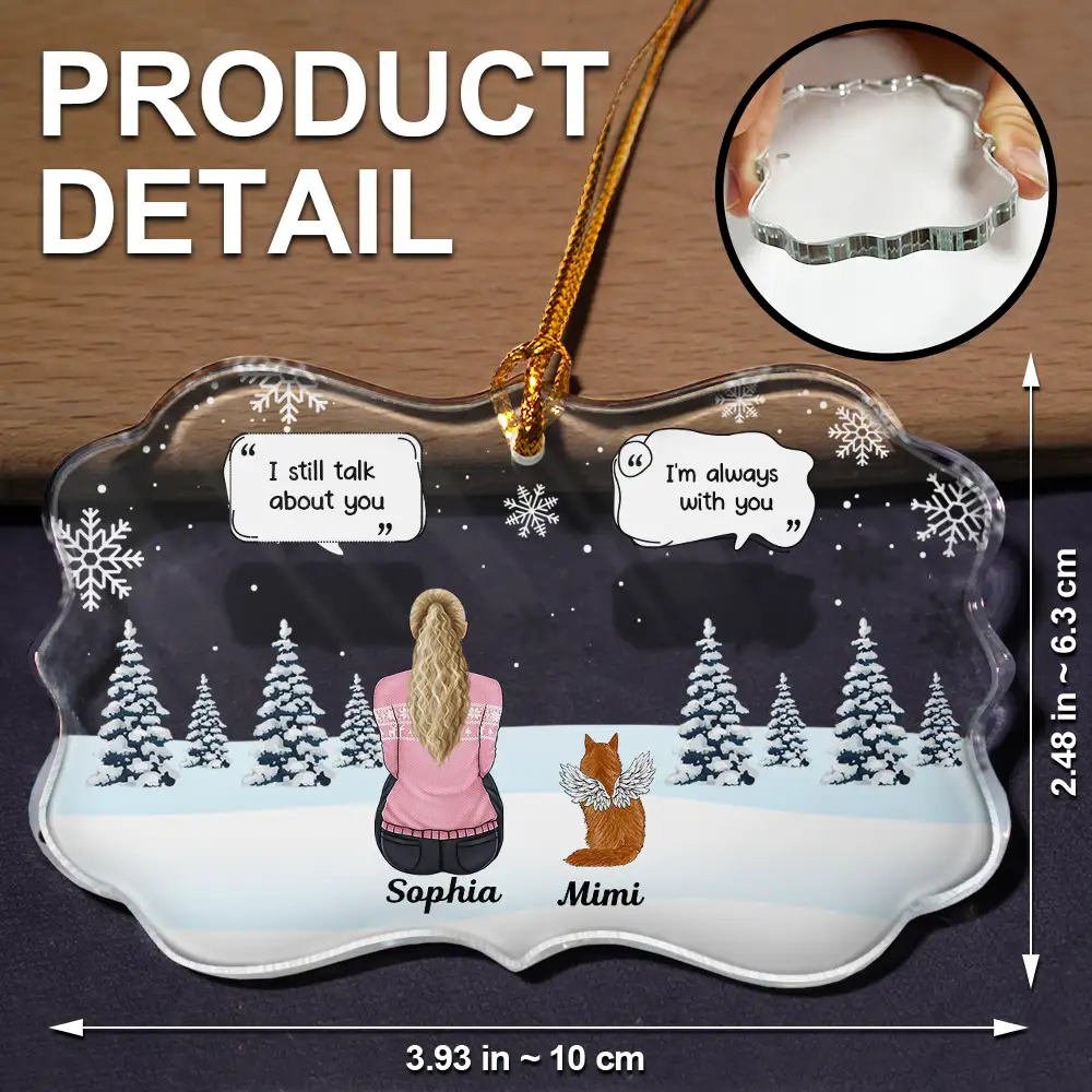 I Miss You Memorial Dog Cat - Personalized Medallion Glass Ornament - Image 5