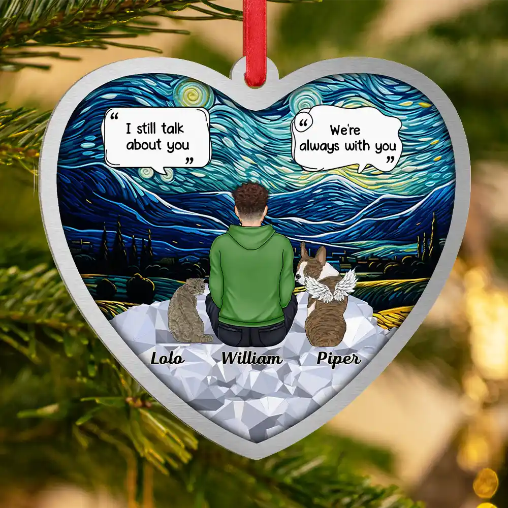 I Miss You Memorial Dog Cat - Personalized Metal Ornament - Image 3