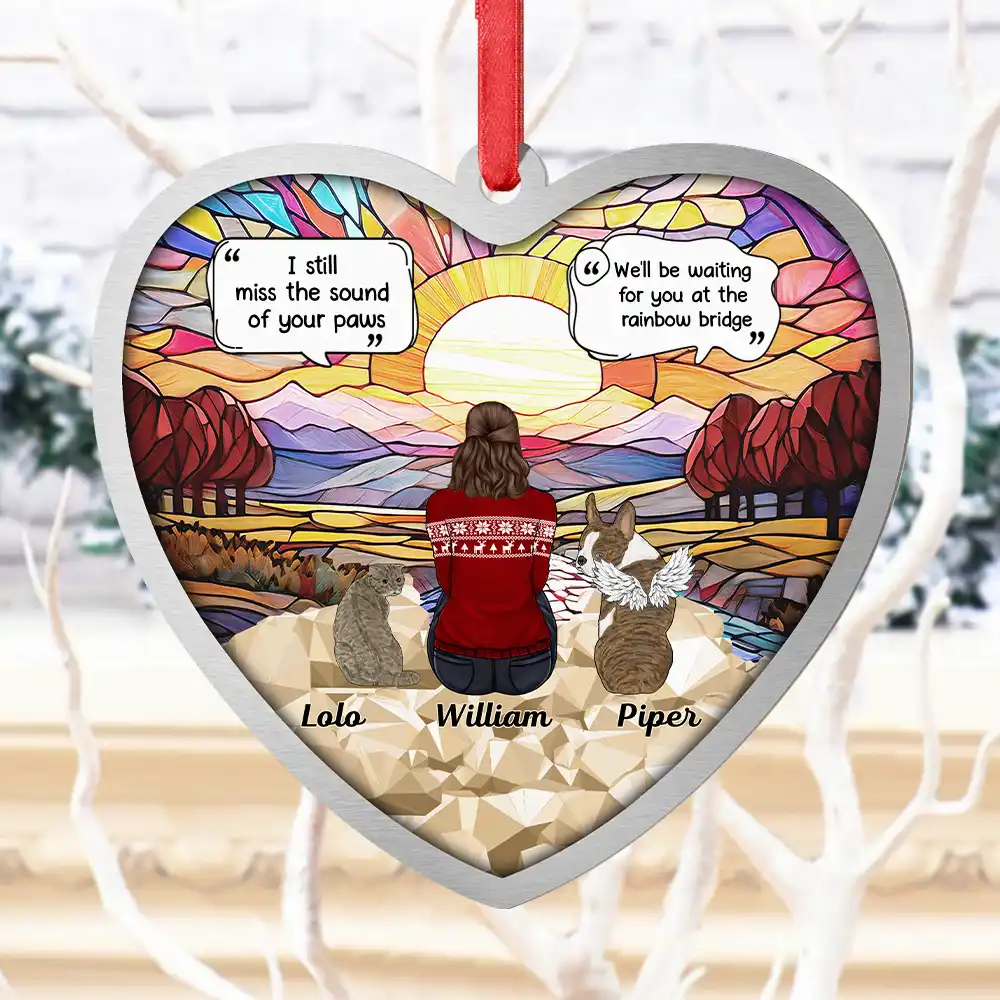I Miss You Memorial Dog Cat - Personalized Metal Ornament - Image 4
