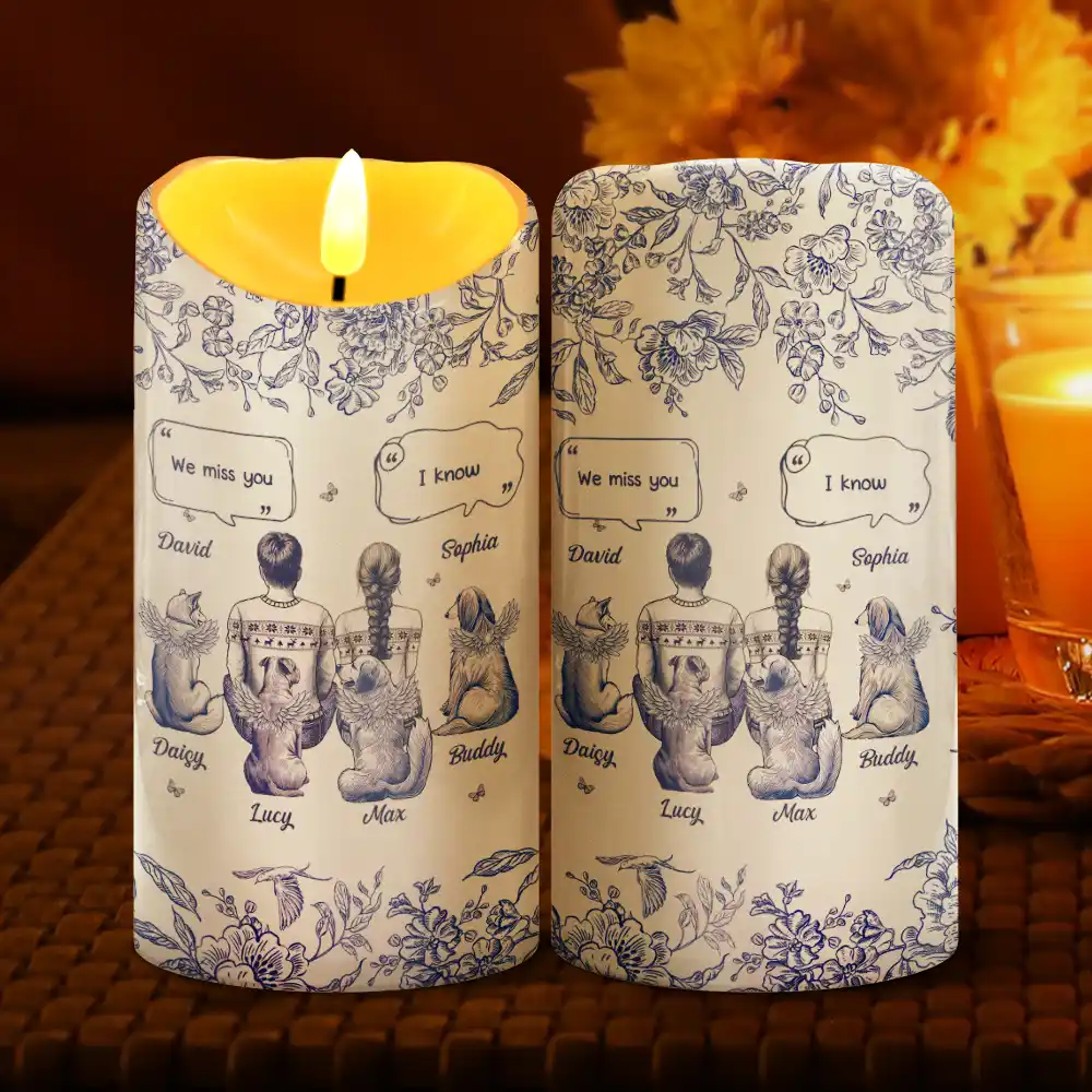 I Miss You Memorial Dog Cat Toile - Personalized Flameless LED Candle - Image 2
