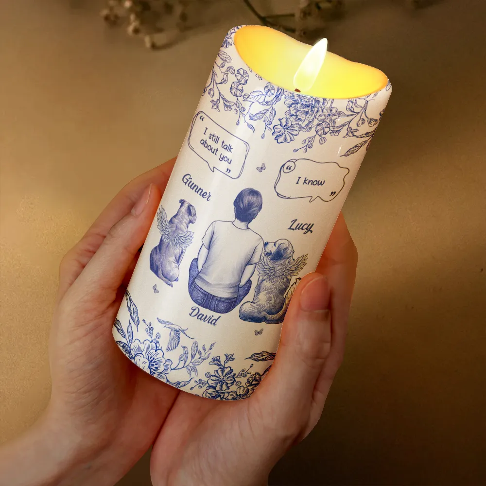 I Miss You Memorial Dog Cat Toile - Personalized Flameless LED Candle - Image 3