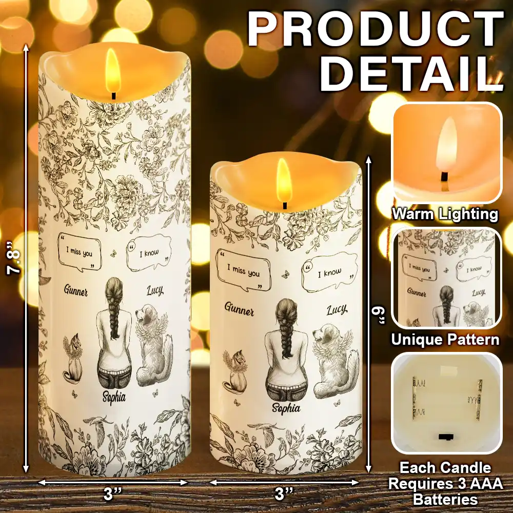 I Miss You Memorial Dog Cat Toile - Personalized Flameless LED Candle - Image 5