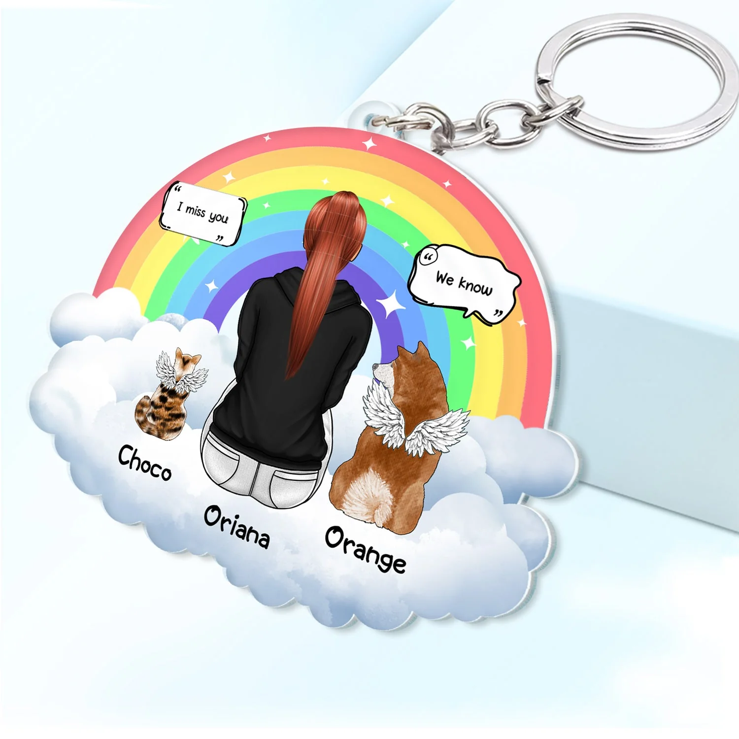 I Miss You - Memorial Gift For Pet Lovers, Dog Mom, Dog Dad, Cat Mom, Cat Dad - Personalized Cutout Acrylic Keychain - Image 2