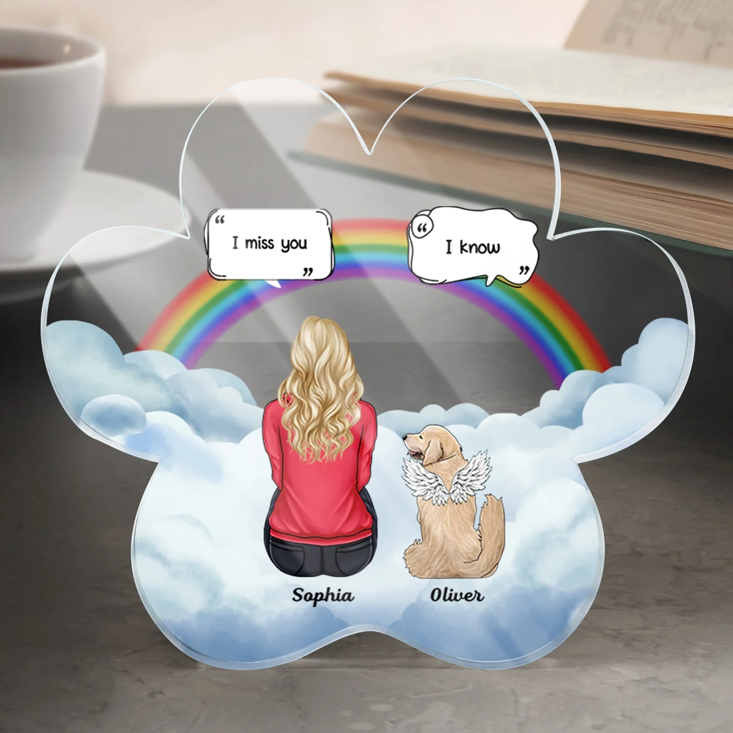 I Miss You - Memorial Gift For Pet Lovers, Dog Mom, Dog Dad, Cat Mom, Cat Dad - Personalized Paw Shaped Acrylic Plaque - Image 4