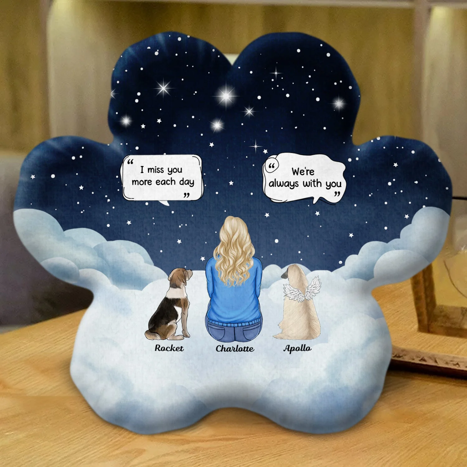 I Miss You - Memorial Gift For Pet Lovers, Dog Mom, Dog Dad, Cat Mom, Cat Dad - Personalized Paw Shaped Pillow - Image 4