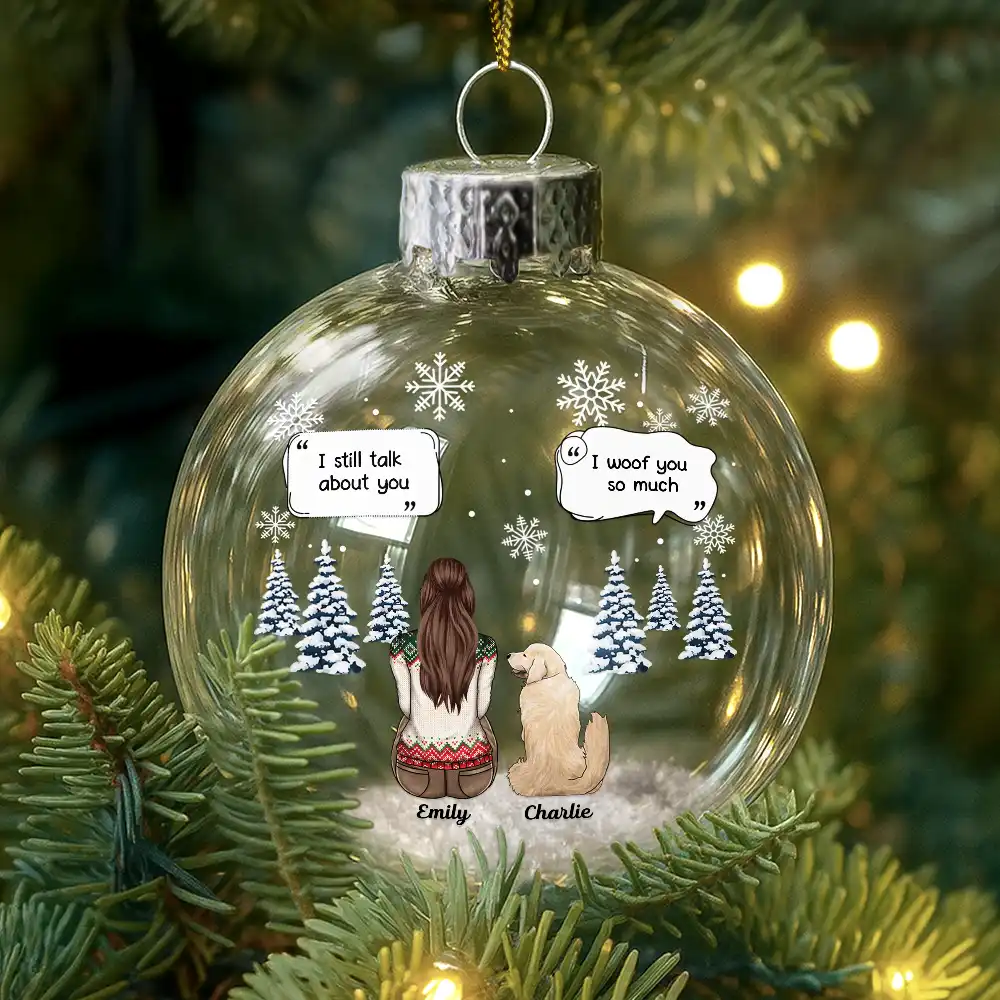 I Miss You Memorial Pet Loss - Personalized Glass Bauble Ornament - Image 2
