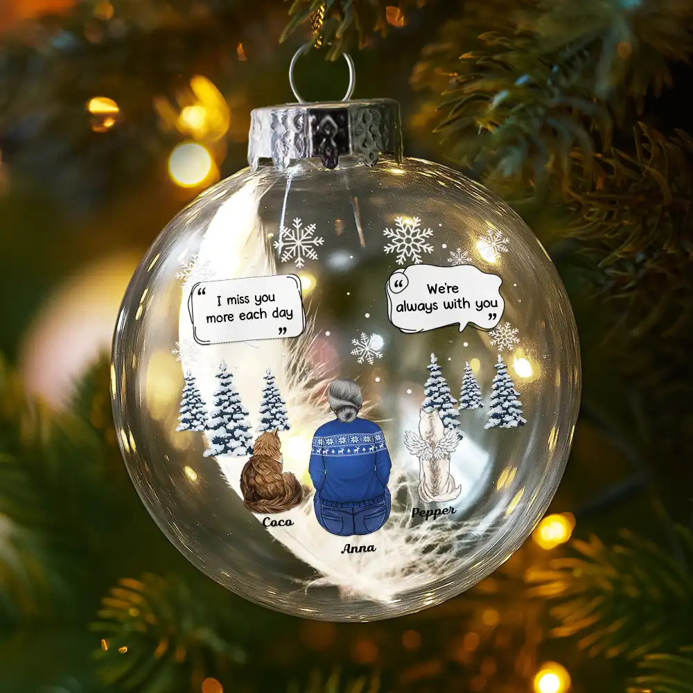 I Miss You Memorial Pet Loss - Personalized Glass Bauble Ornament - Image 4