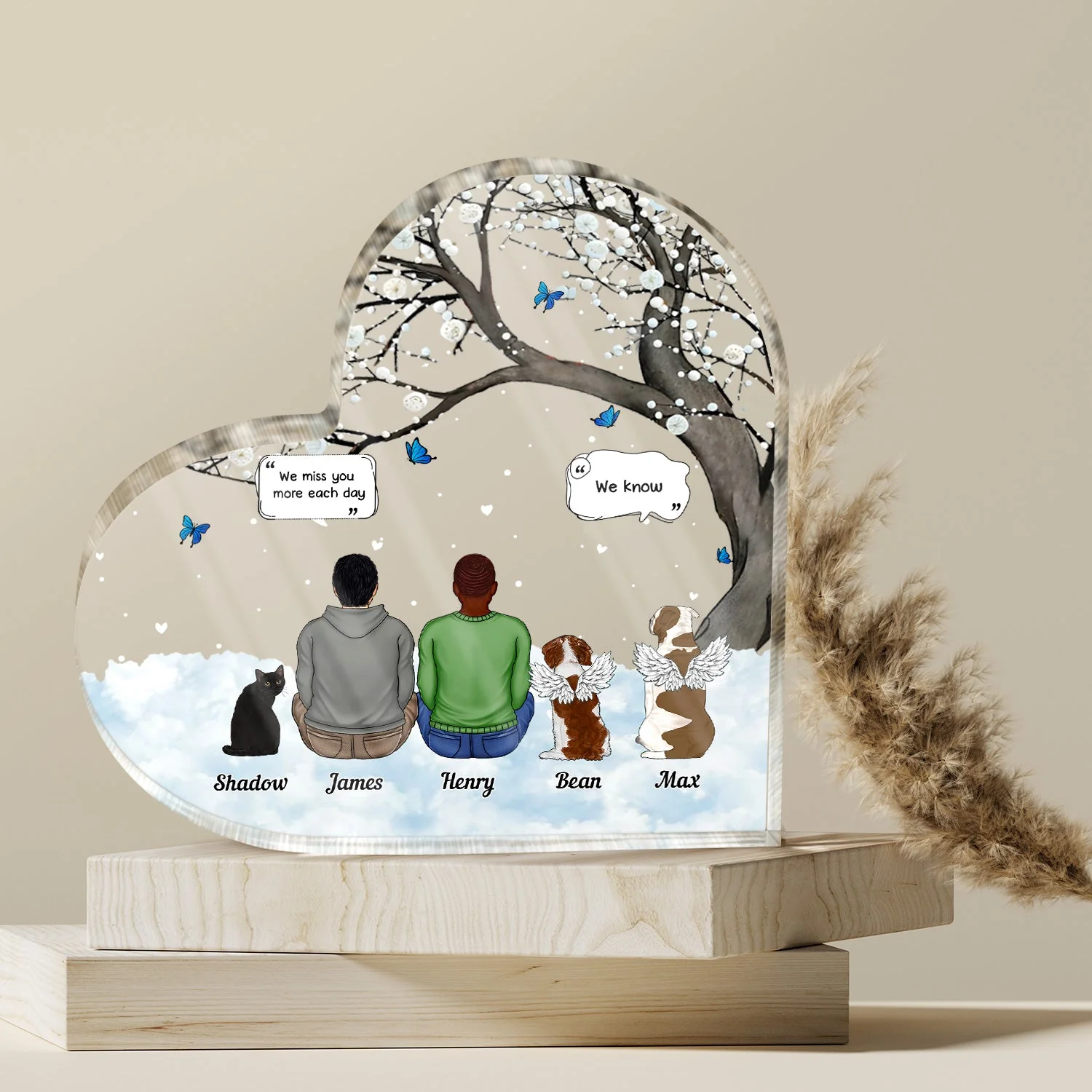 I Miss You More This Day - Gift For Pet Lovers - Personalized Heart Shaped Acrylic Plaque - Image 4