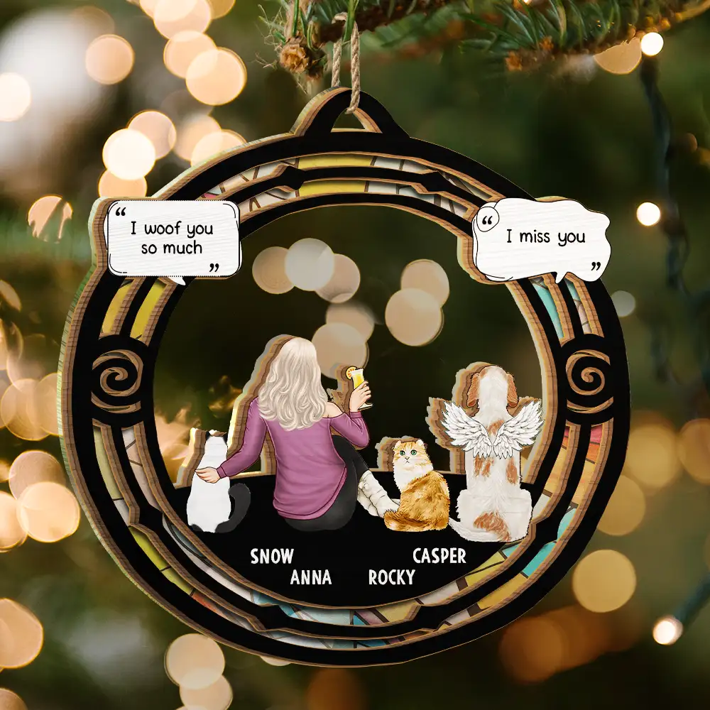 I Miss You Pet Memorial - Personalized Suncatcher Ornament - Image 3