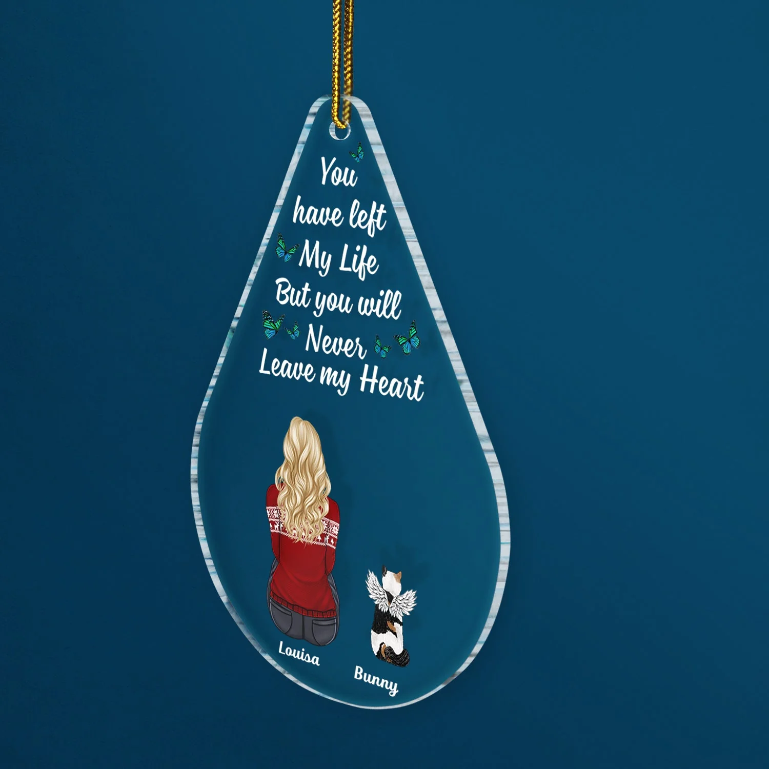 I Miss You Teardrop - Christmas Memorial Gift For Pet Lovers, Dog Mom, Dog Dad, Cat Mom, Cat Dad - Personalized Custom Shaped Acrylic Ornament - Image 2