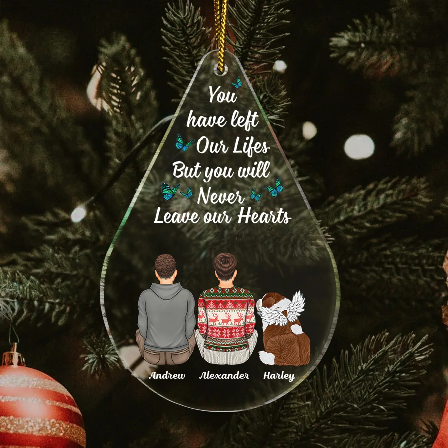 I Miss You Teardrop - Christmas Memorial Gift For Pet Lovers, Dog Mom, Dog Dad, Cat Mom, Cat Dad - Personalized Custom Shaped Acrylic Ornament - Image 3