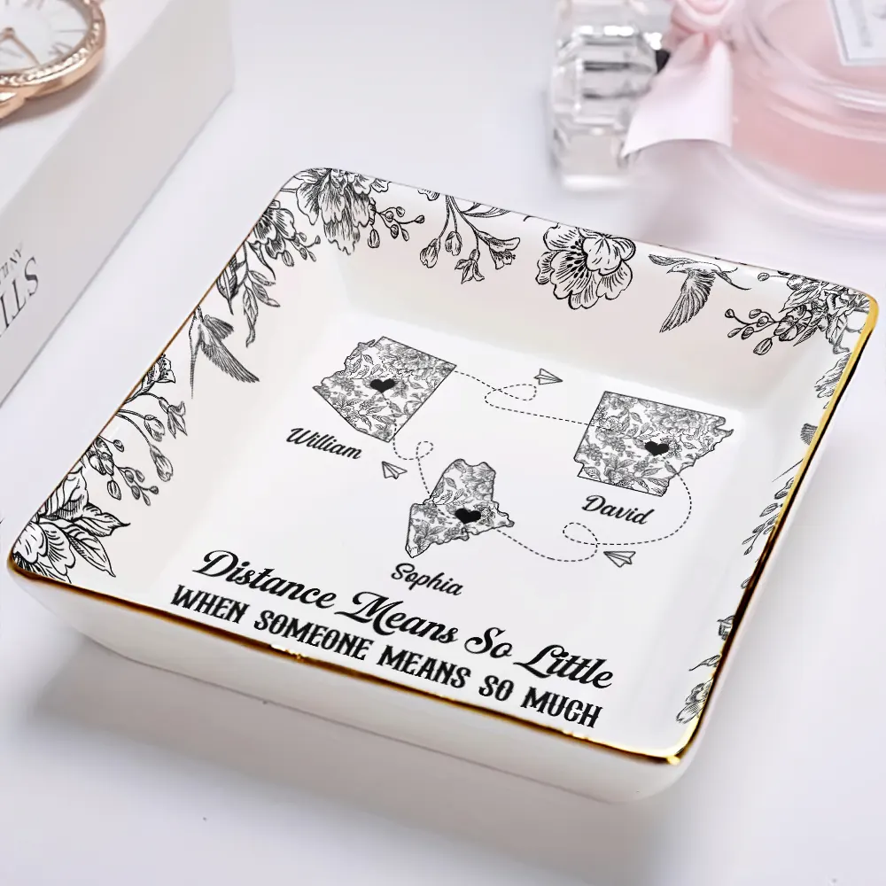 I Miss Your Face Toile Pattern - Personalized Ring Dish - Image 2