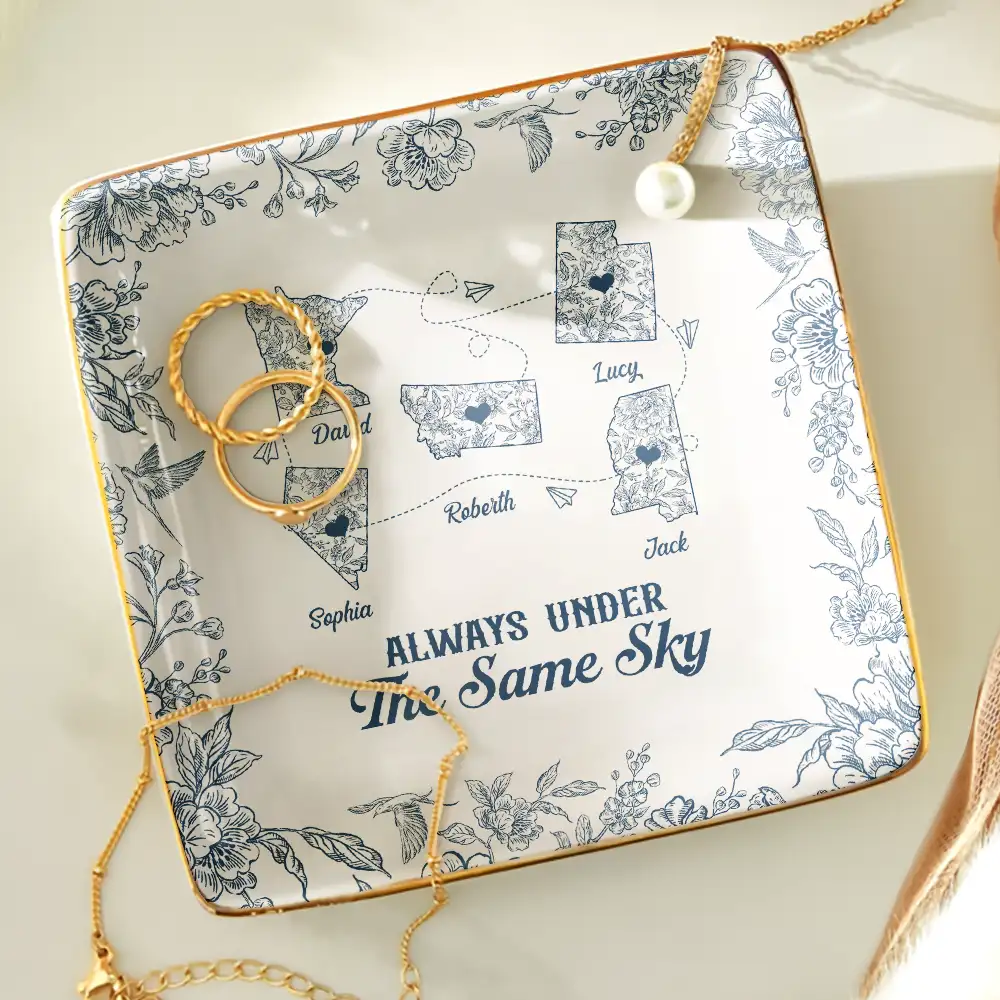 I Miss Your Face Toile Pattern - Personalized Ring Dish - Image 4