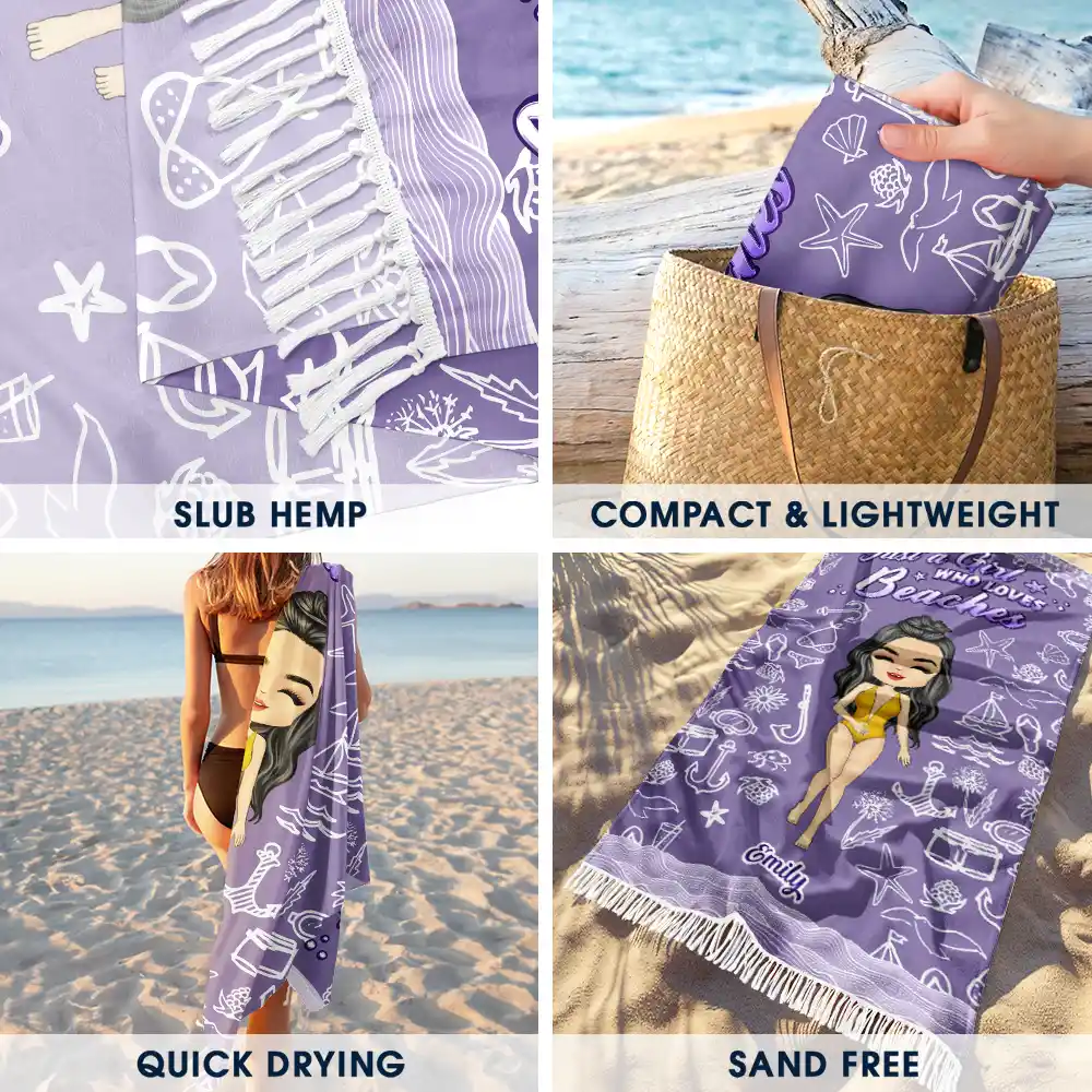 I Need Some Vitamin Sea - Personalized Turkish Beach Towel - Image 3