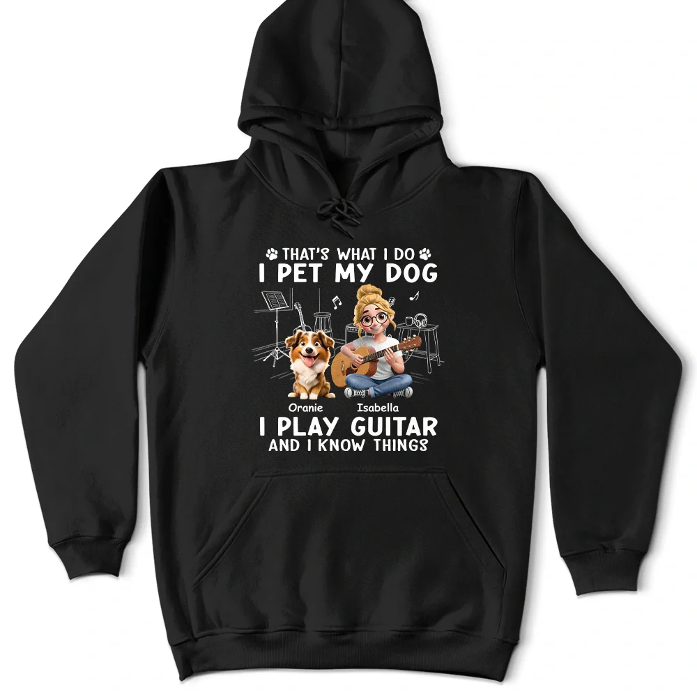 I Play Guitar And Pet My Dogs - Personalized T Shirt - Image 4