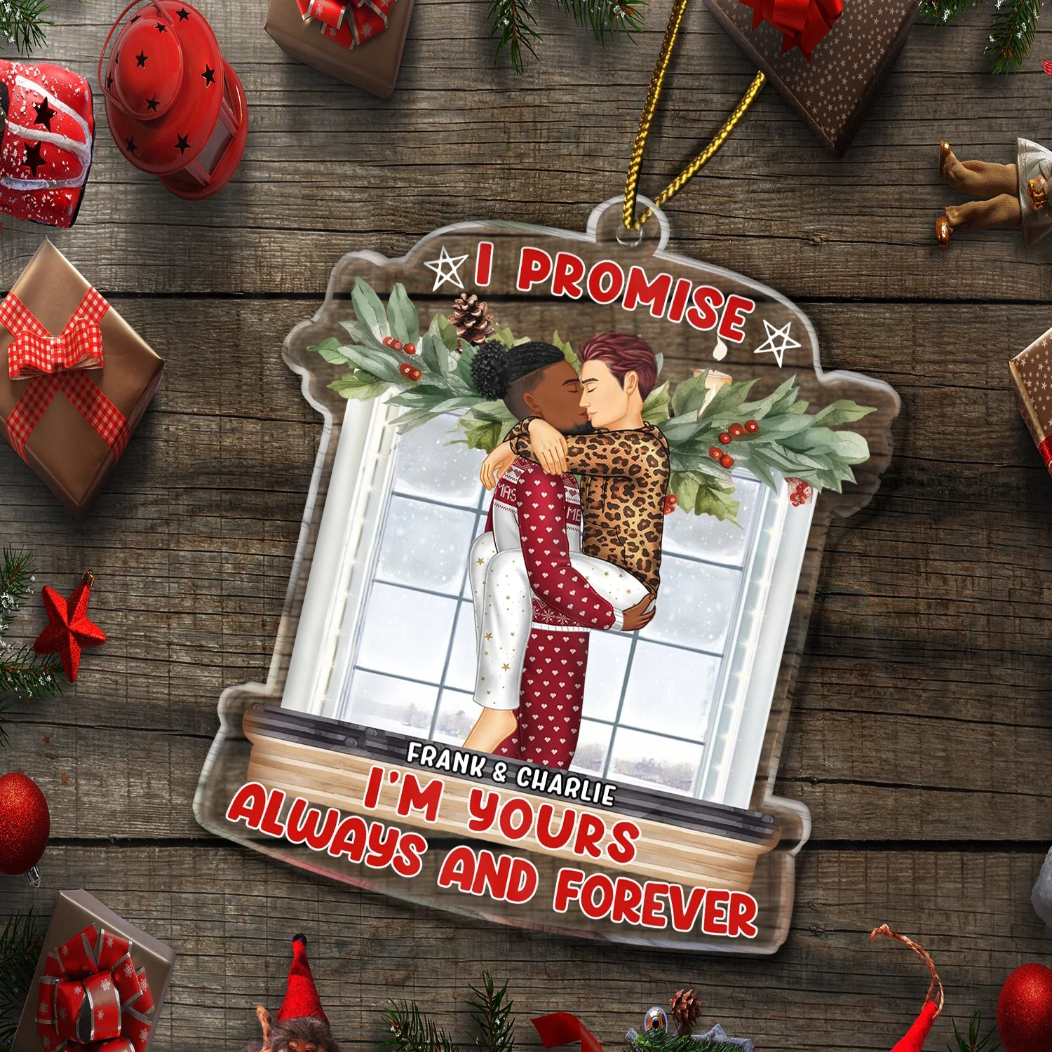 I Promise I'm Yours Always And Forever - Christmas Gift For Couples - Personalized Custom Shaped Acrylic Ornament - Image 5