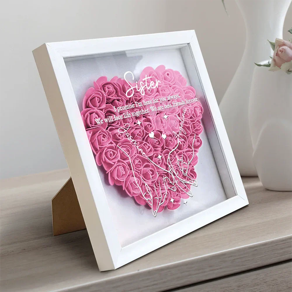 I Promise You Won't Have To Face Them Alone - Personalized Flower Shadow Box - Image 2