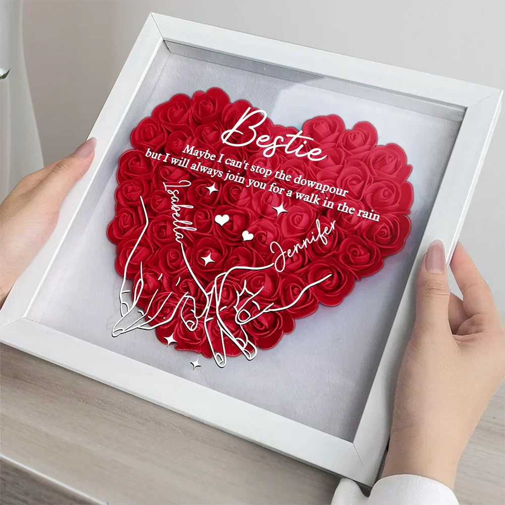 I Promise You Won't Have To Face Them Alone - Personalized Flower Shadow Box - Image 3