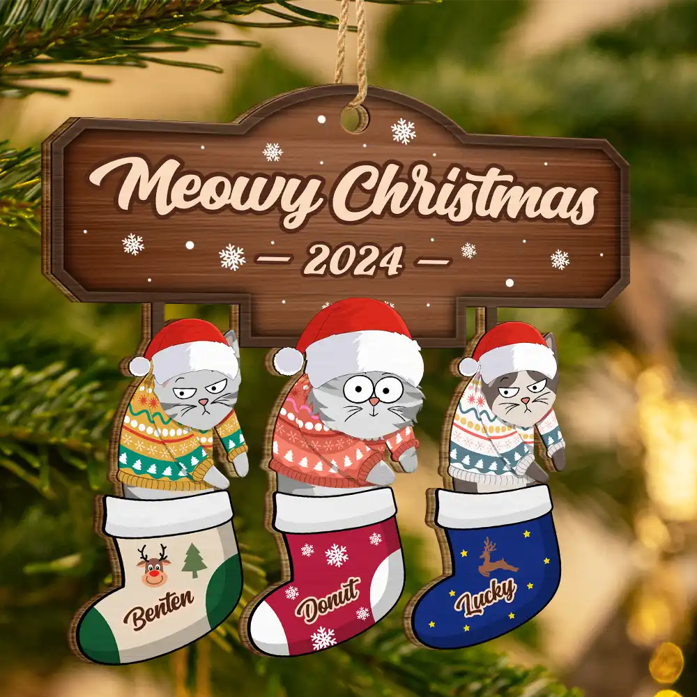 I Regret Nothing Cat Christmas - Personalized Wooden Cutout Ornament - Image 3