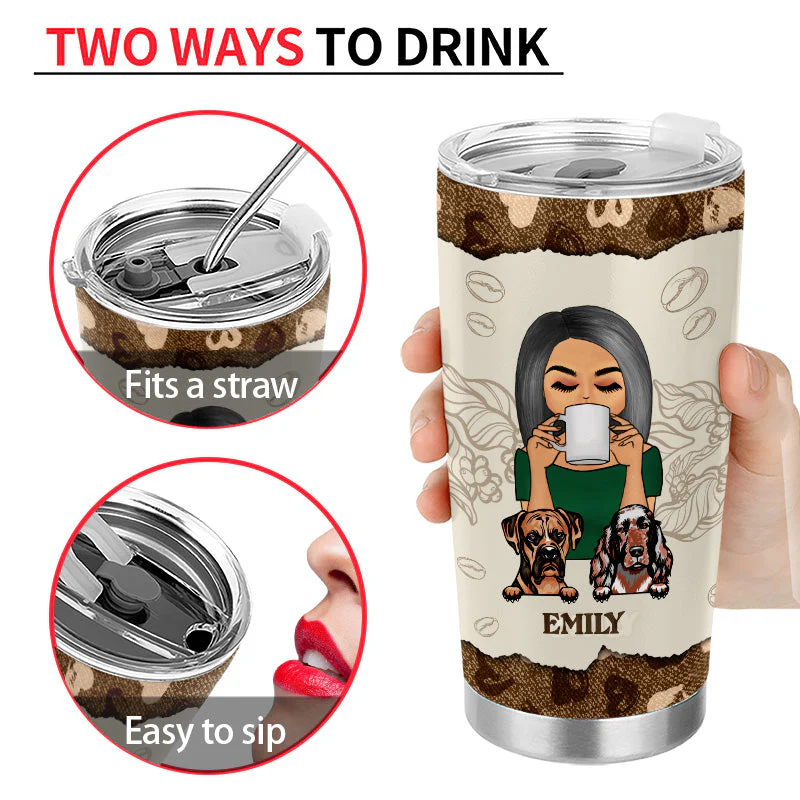 I Run On Caffein Dog Hair - Gift For Dog Owner - Personalized Custom Tumbler - Image 4