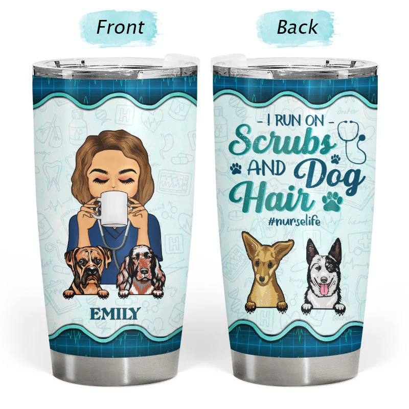 I Run On Scrubs - Gift For Nurse - Personalized Custom Tumbler - Image 3