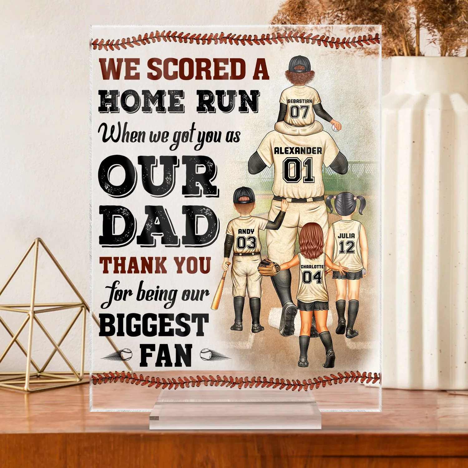 I Scored A Home Run - Birthday, Loving Gift For Baseball Fan, Dad, Father - Personalized Custom Vertical Rectangle Acrylic Plaque - Image 3