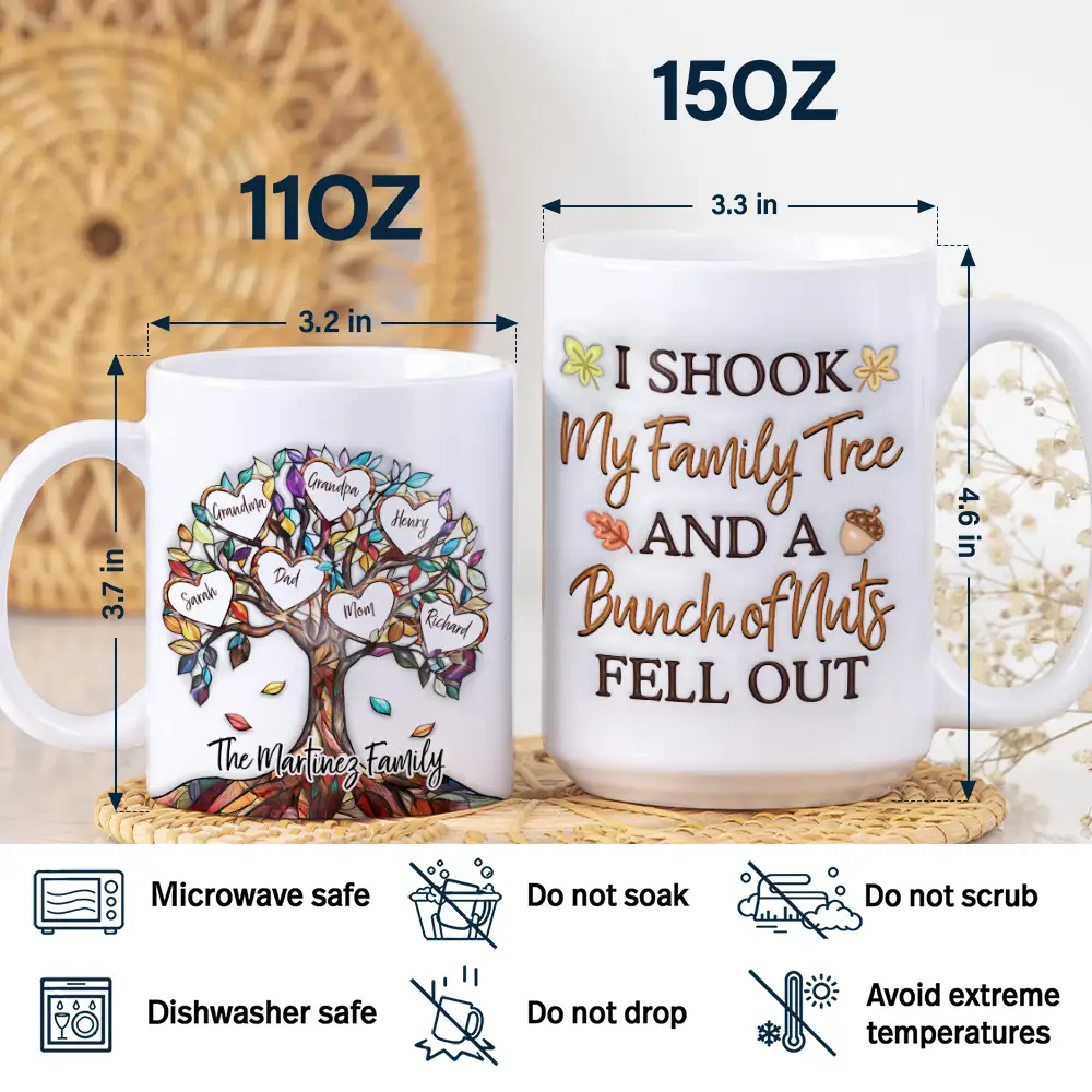 I Shook My Family Tree - 3D Inflated Effect Printed, Personalized White Edge-to-Edge Mug - Image 5