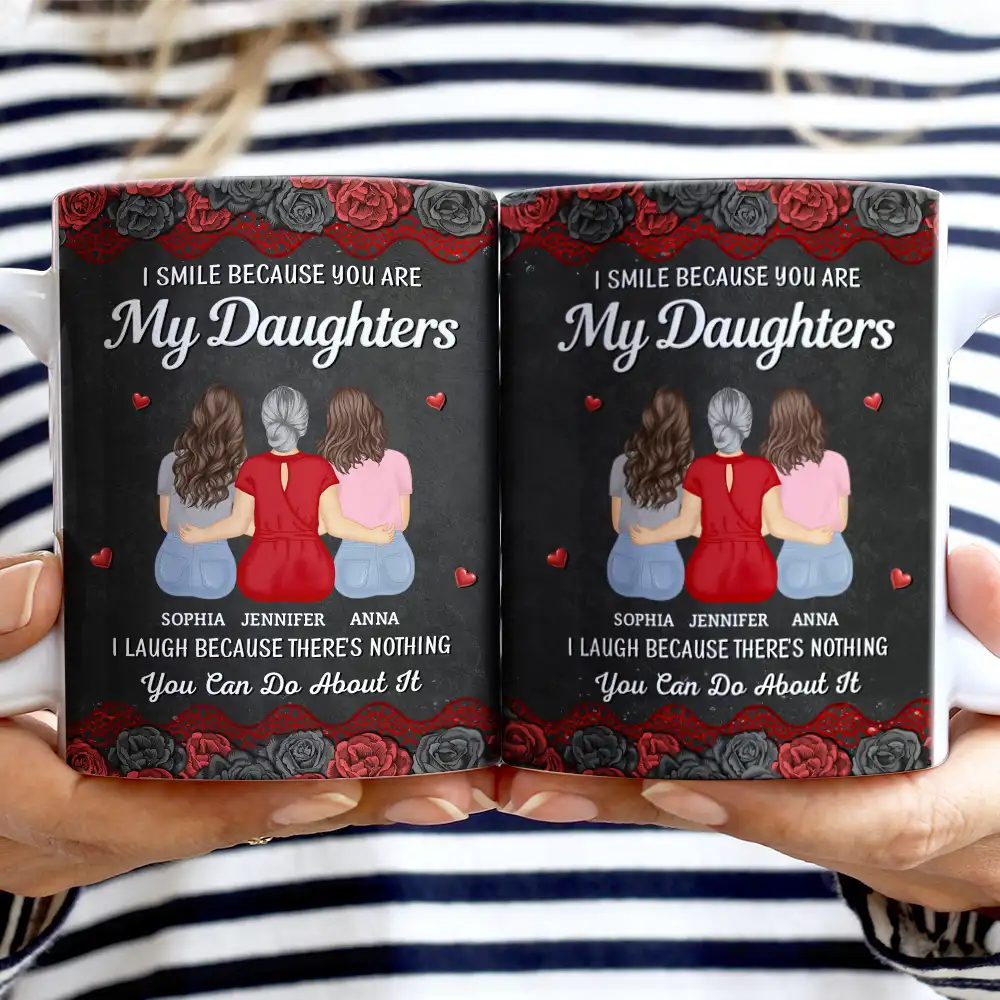 I Smile Because You Are My Daughter - Personalized White Edge-to-Edge Mug - Image 2