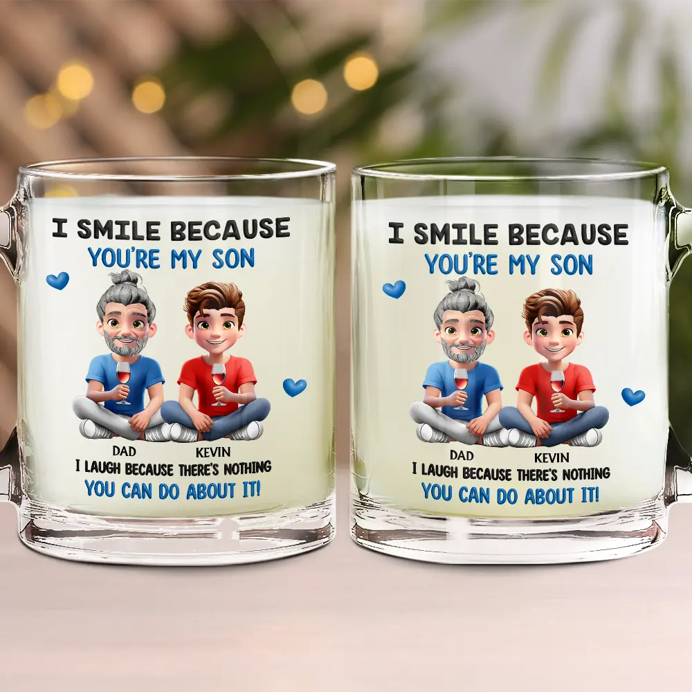 I Smile Because You Are My Daughter Son - Personalized Glass Mug - Image 2