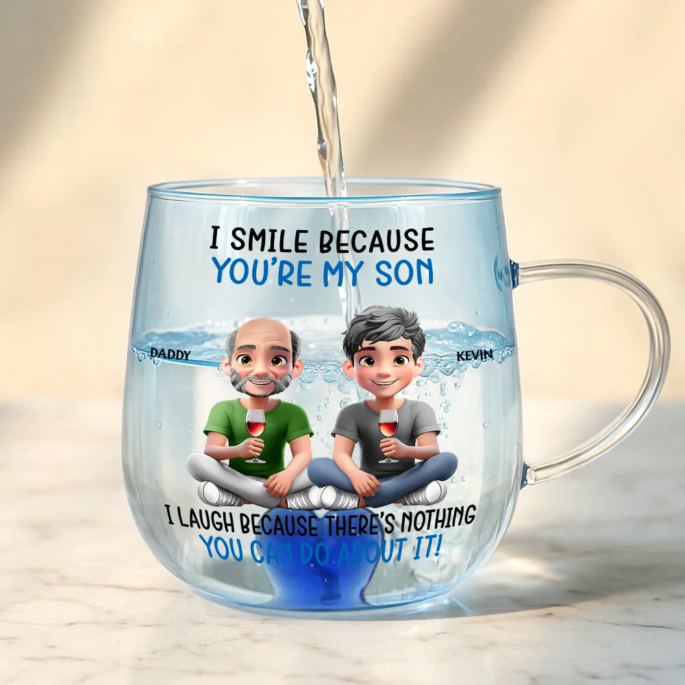 I Smile Because You Are My Daughter Son - Personalized Gradient Glass Mug - Image 4