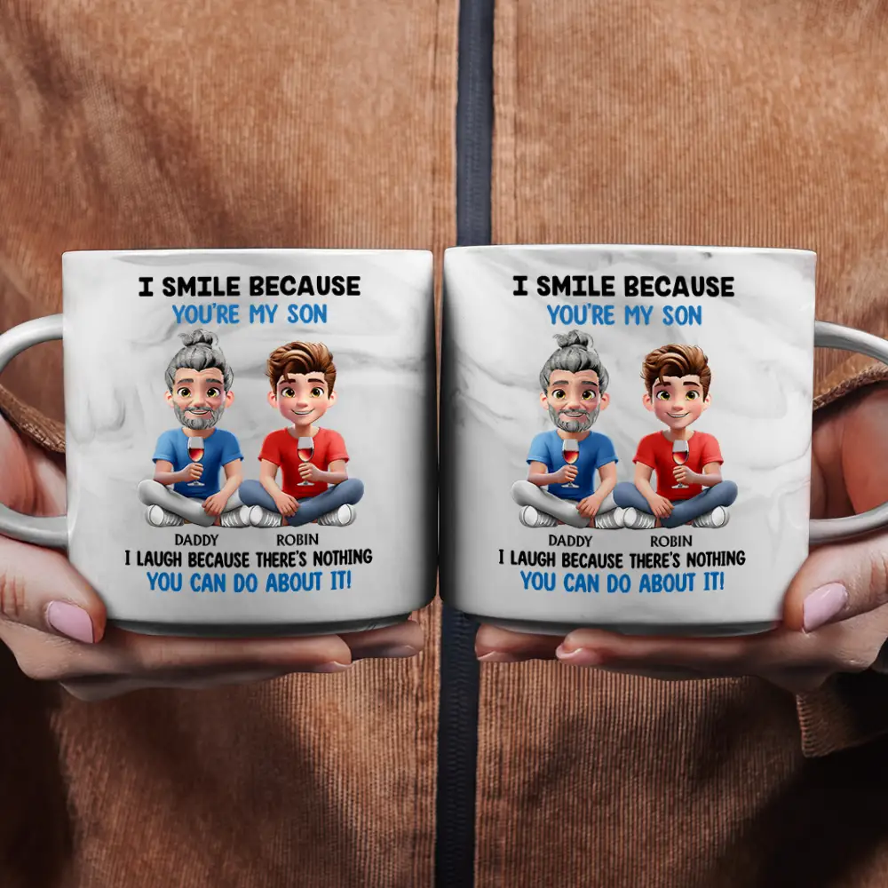 I Smile Because You Are My Daughter Son - Personalized Marble Mug - Image 2