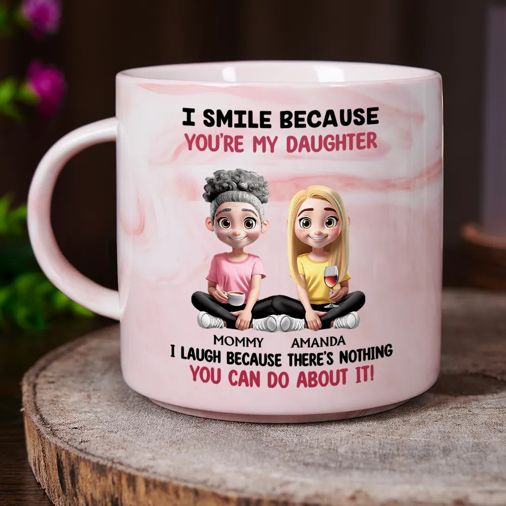 I Smile Because You Are My Daughter Son - Personalized Marble Mug - Image 3
