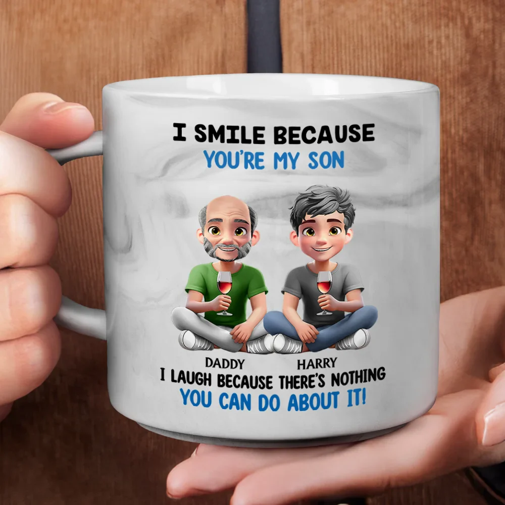 I Smile Because You Are My Daughter Son - Personalized Marble Mug - Image 4