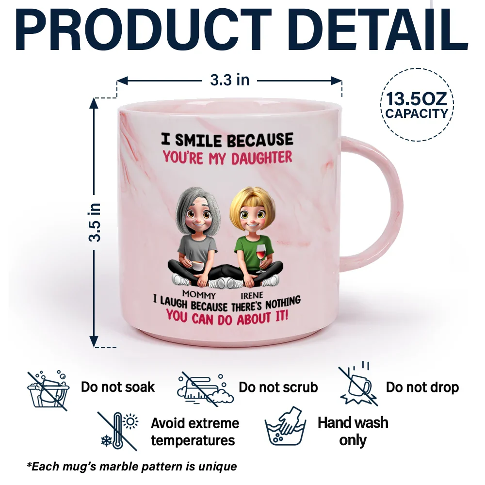 I Smile Because You Are My Daughter Son - Personalized Marble Mug - Image 5