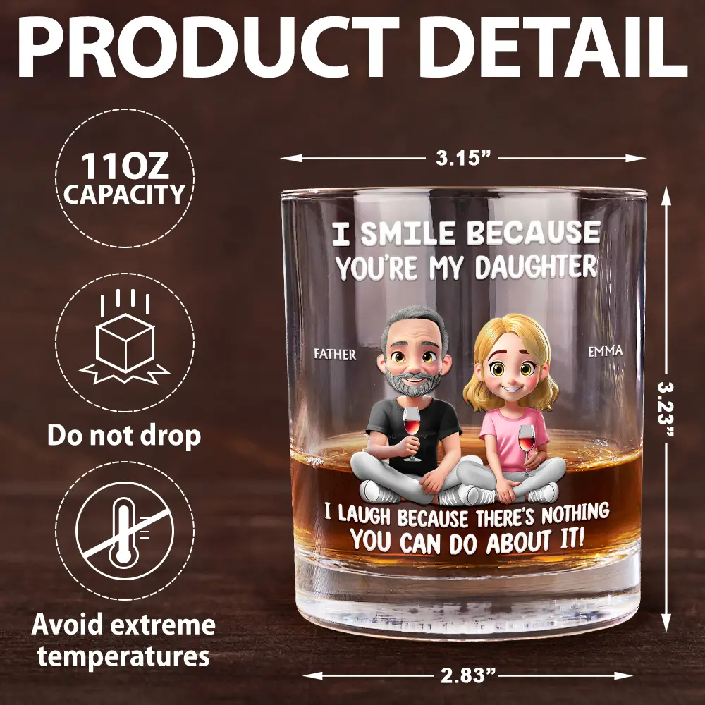 I Smile Because You Are My Daughter Son - Personalized Whiskey Glass - Image 5