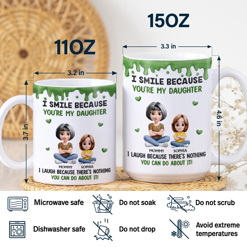 I Smile Because You Are My Daughter Son Version 2 - Personalized White Edge-to-Edge Mug - Image 5