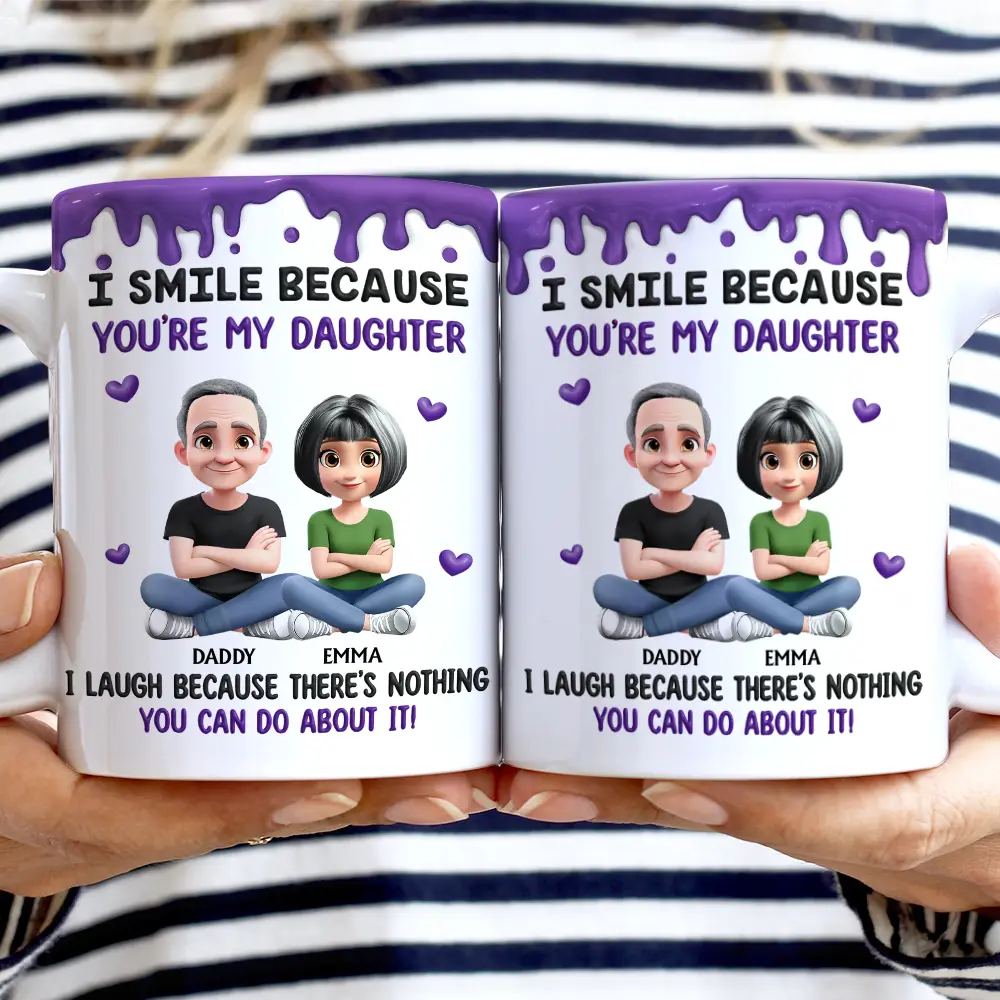 I Smile Because You Are My Daughter Son Version 2 - Personalized White Edge-to-Edge Mug - Image 2
