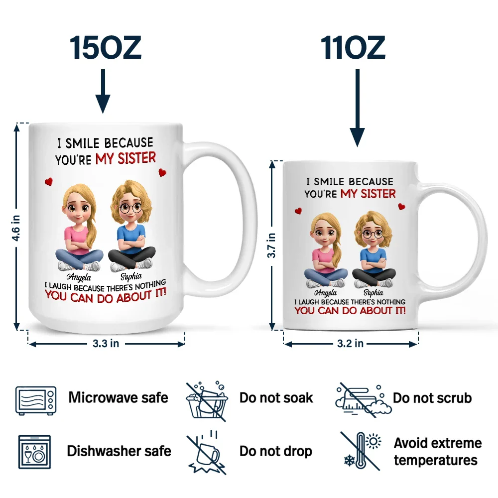 I Smile Because You Are My Sister Brother - Personalized Mug - Image 4