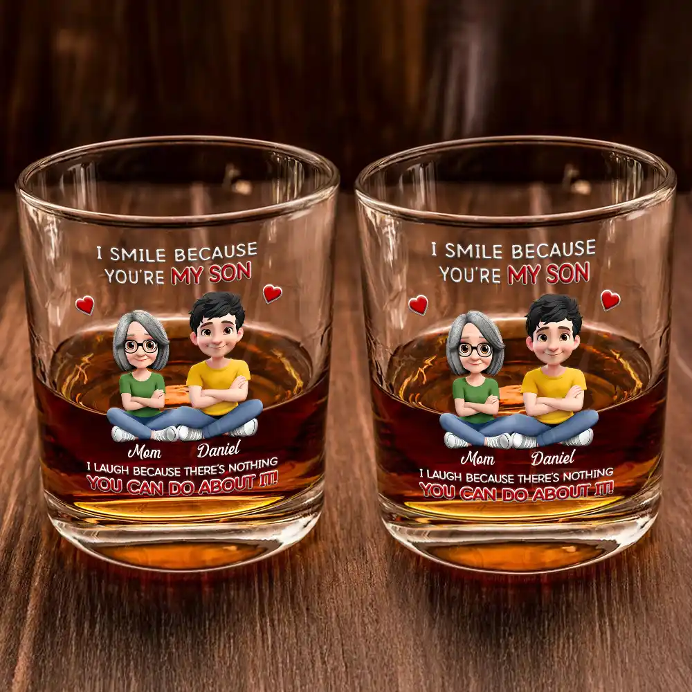 I Smile Because You Are My Son Daughter - Personalized Whiskey Glass - Image 2